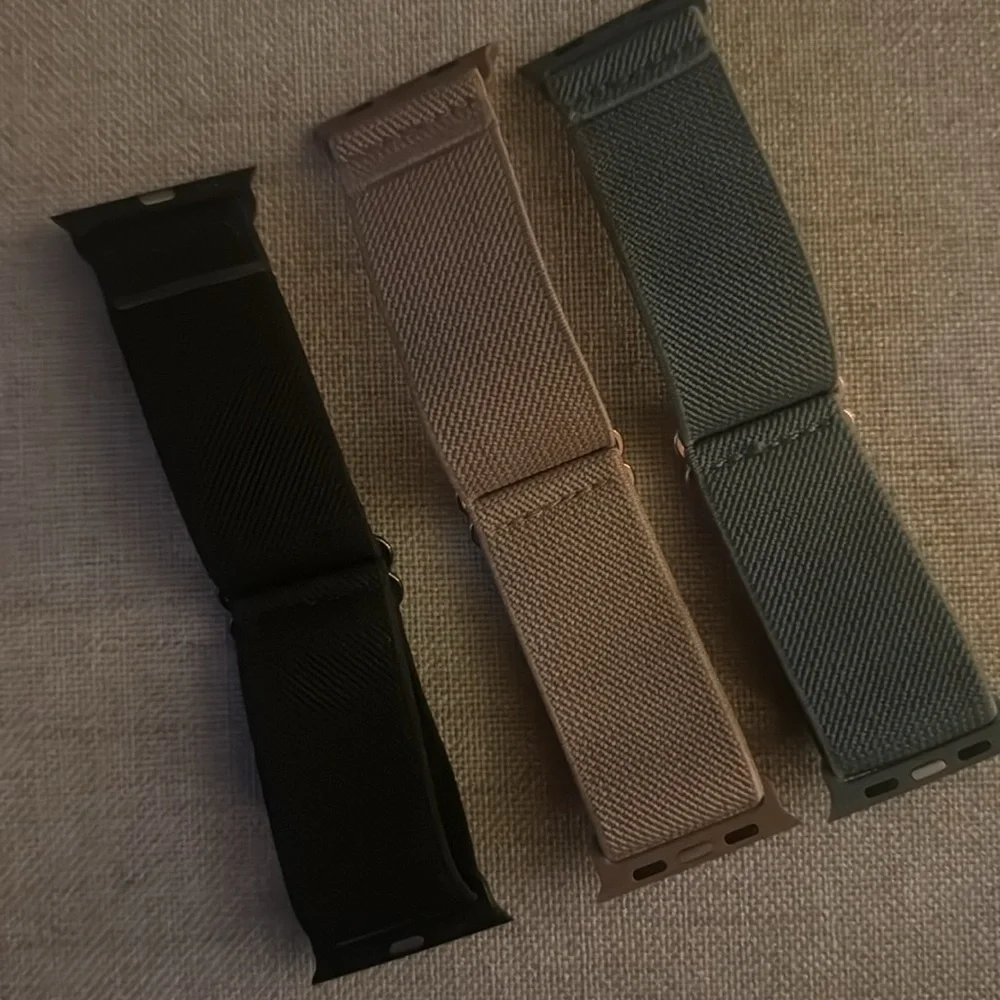 Set of Three Watch Bands - Black, Tan, and Army Green for Apple Watch ⌚️